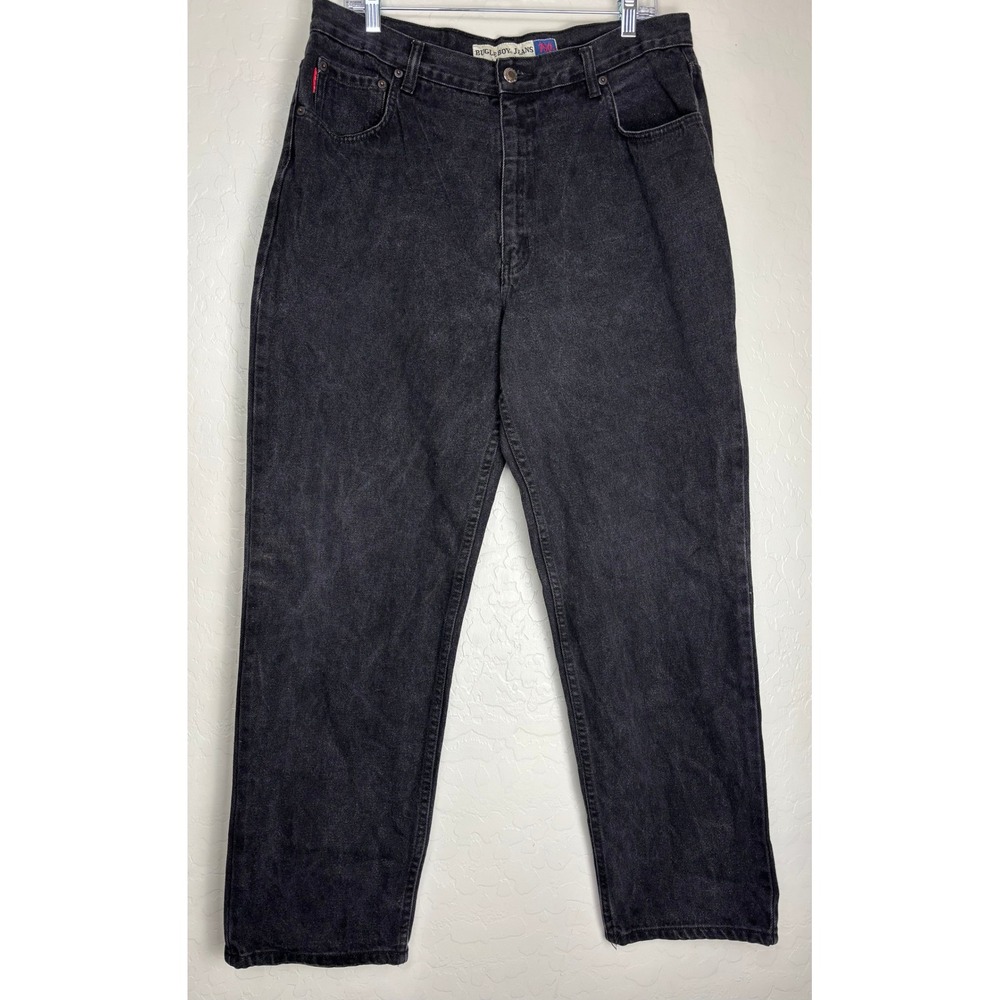 Bugle Boy Jeans 750 Mens 36x30 Black Denim Straight Leg Vintage Y2K Cotton 2786